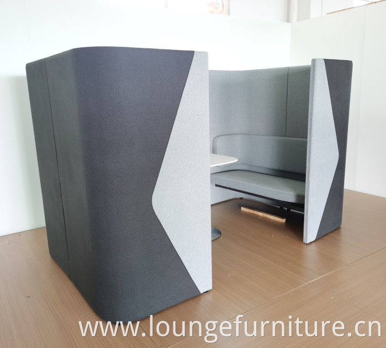 Wood frame office soundproof private meeting sofa with table